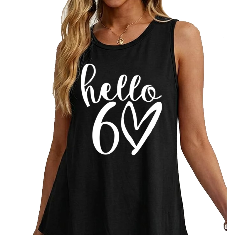 Summer Clothing For 60 Year Old Woman - 헬로 60 클래식 그래픽 조끼 여성용