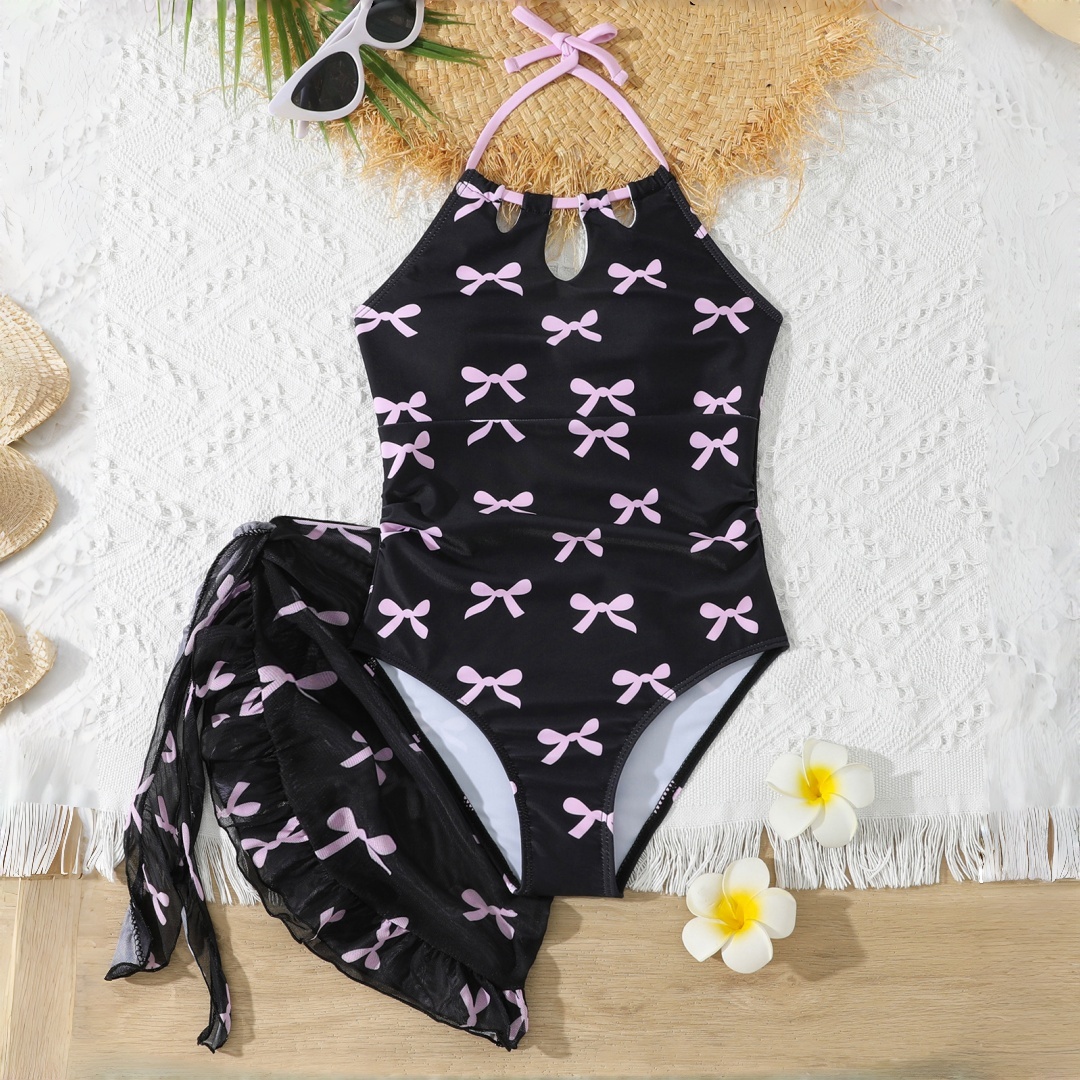 Summer Clothing Teen Girls - 새로운 여아용 블랙 컬러 원피스 수영복,