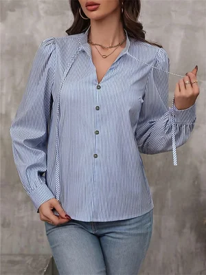 질감 있는 플리츠 블라우스, 여성용, 스탠드 칼라, 넥 - Tie Front Shirt 리뷰 및 가격