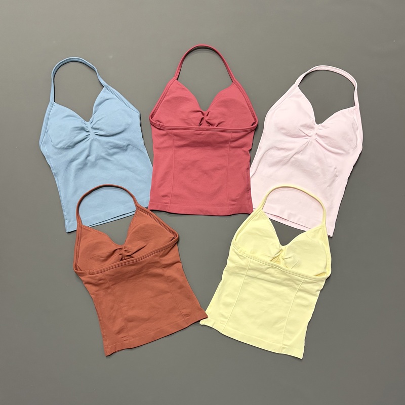 짐 여성용 스포츠 탱크탑 심리스 홀터 스파게티 스트랩  - Halter Neck Top 리뷰 및 가격