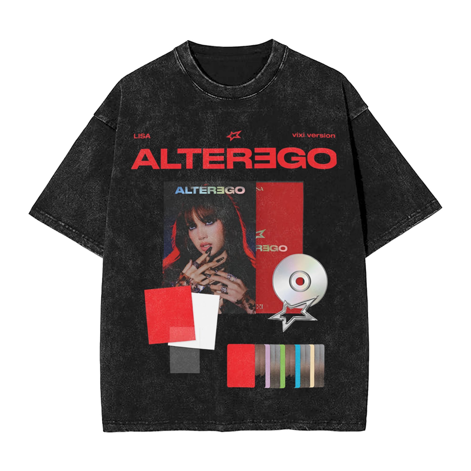 하라주쿠 LISA 앨범 ALTER EGO 그래픽 티셔츠 - Summer Clothing Ego 리뷰 및 가격