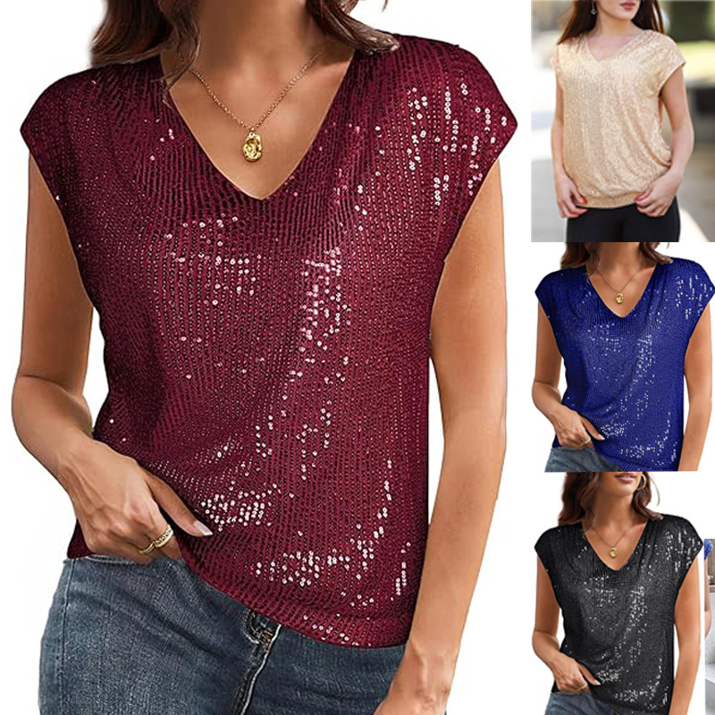 2025 봄 탑 블랙 스팽글 저녁 섹시한 블라우스 여성 - Summer Evenings Clothing 리뷰 및 가격