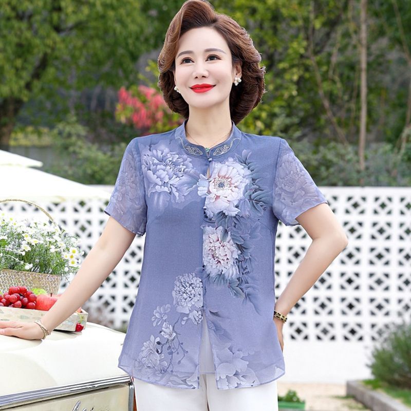 중년 여성을 위한 우아한 시폰 셔츠 세트, 여름 패셔너 - Summer Clothing For 60 Year Old Woman 리뷰 및 가격