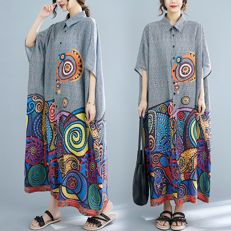 보헤미안 스타일 보헤미안 스타일 프린트 셔츠 드레스 여 - Summer Clothing India 리뷰 및 가격