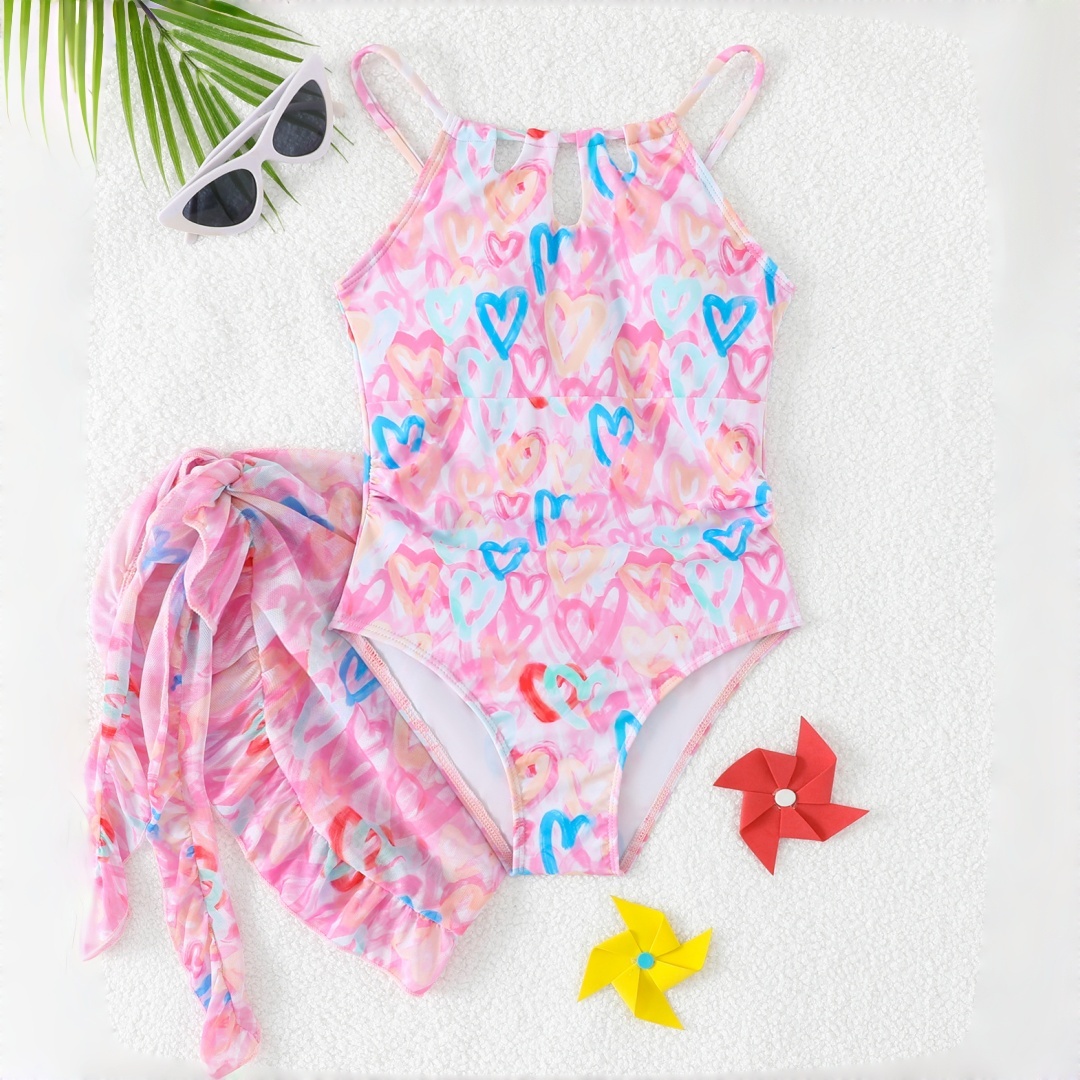 새로운 여아용 블랙 컬러 원피스 수영복, 메쉬 랩 스커 - Summer Clothing Teen Girls 리뷰 및 가격