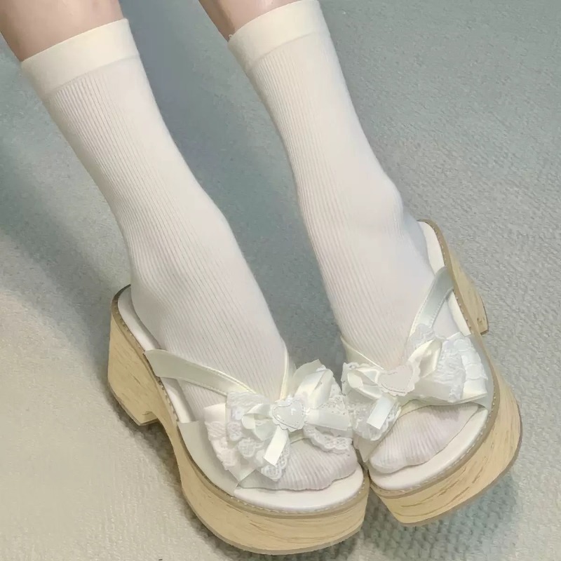 스윗 보우 우드 그레인 두꺼운 바닥 플랫폼 슬리퍼 여성 - Summer Clothing Offers 리뷰 및 가격