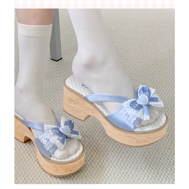 스윗 보우 우드 그레인 두꺼운 바닥 플랫폼 슬리퍼 여성 - Summer Clothing Offers 리뷰 및 가격