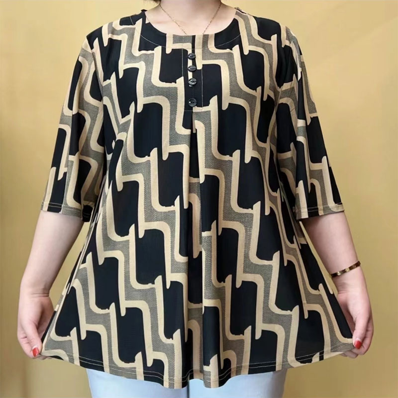 캐주얼 기하학 프린트 풀오버 여성 의류, 세련된 대비  - Summer Clothing For 60 Year Old Woman 리뷰 및 가격