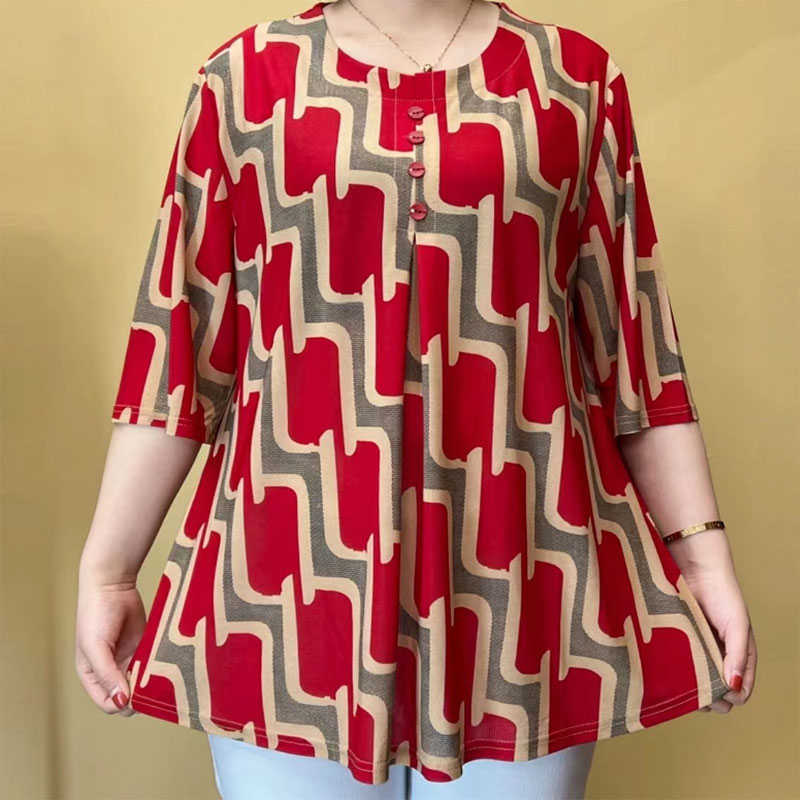 캐주얼 기하학 프린트 풀오버 여성 의류, 세련된 대비  - Summer Clothing For 60 Year Old Woman 리뷰 및 가격