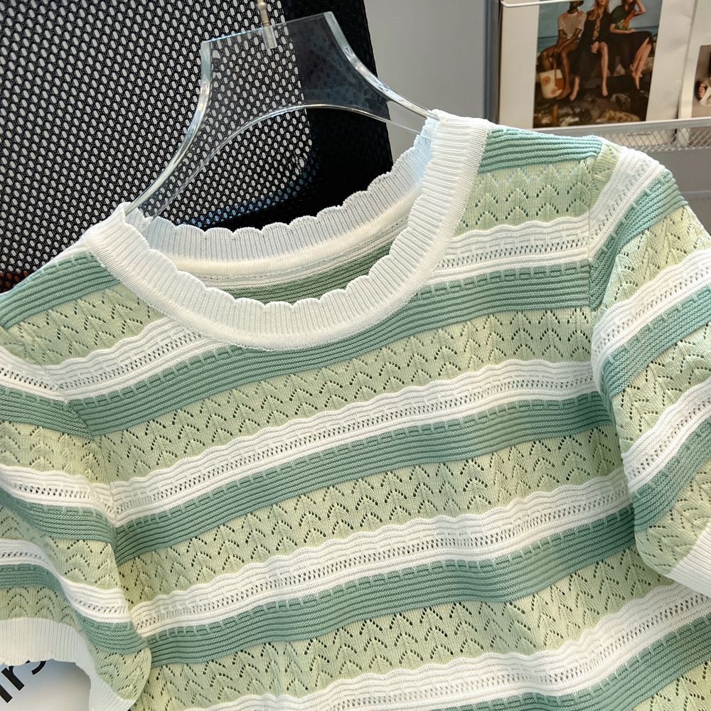2025 여성 여름 스웨터 신상 컬러 블록 크루넥 니트 - Summer Clothing For 60 Year Old Woman 리뷰 및 가격