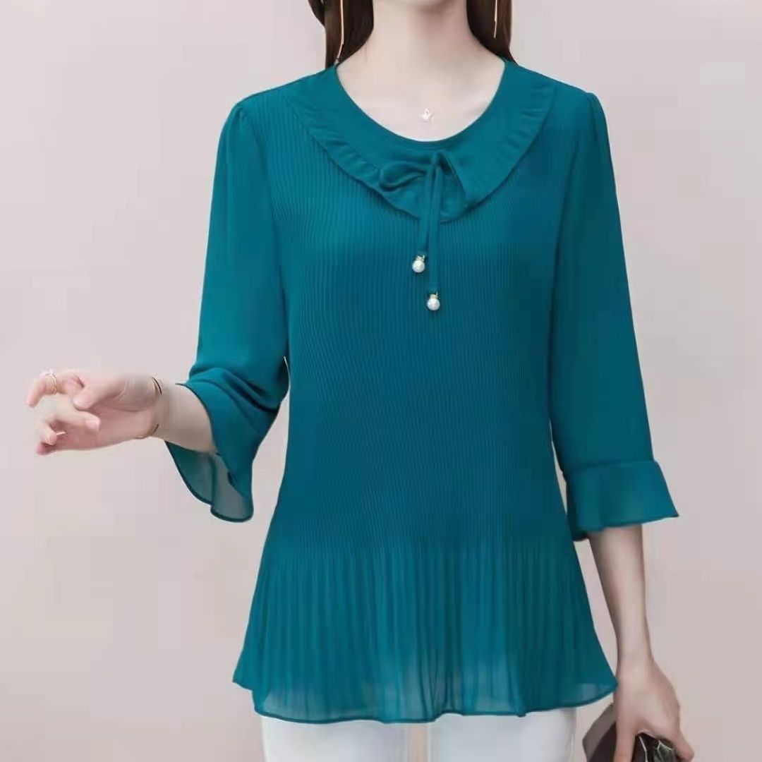 가을 신상 레이스 크루넥 패션 셔츠 슬림핏 얇은 여성  - Summer Clothing For 60 Year Old Woman 리뷰 및 가격