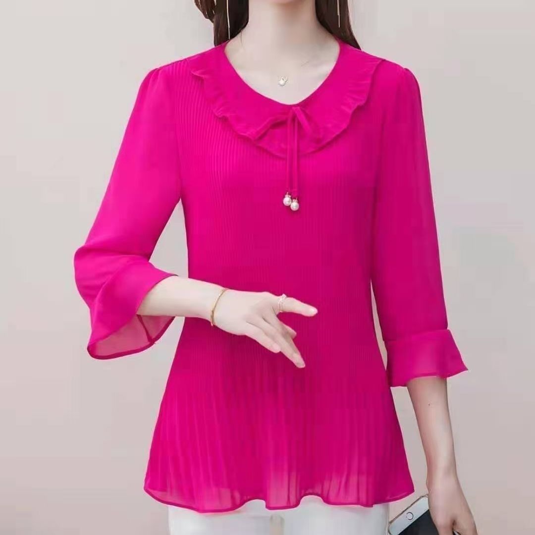 가을 신상 레이스 크루넥 패션 셔츠 슬림핏 얇은 여성  - Summer Clothing For 60 Year Old Woman 리뷰 및 가격