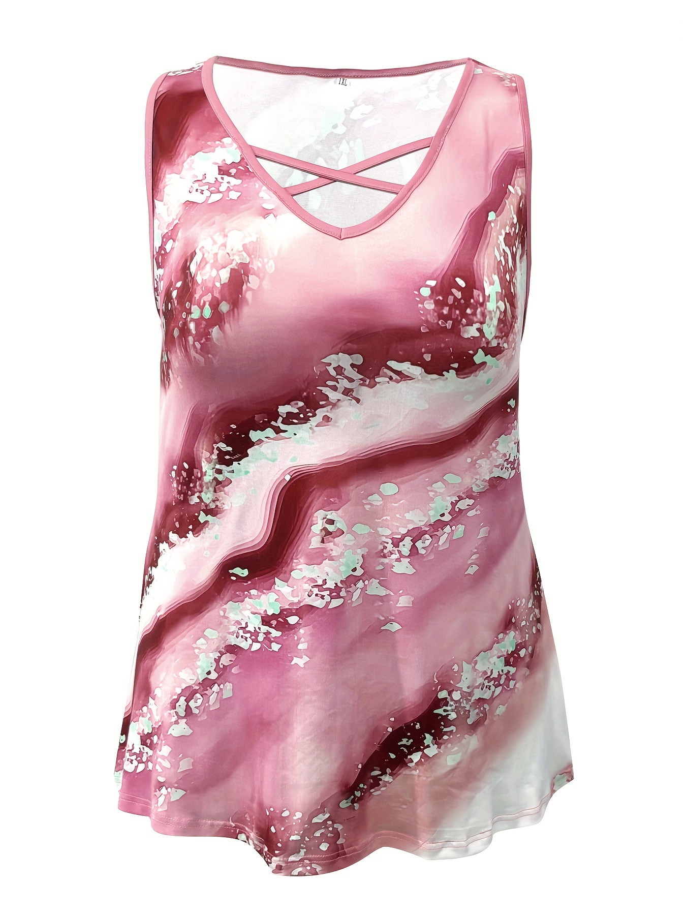 플러스 사이즈 대리석 프린트 탱크 탑 캐주얼 크리스 크 - Halter Neck Top 리뷰 및 가격