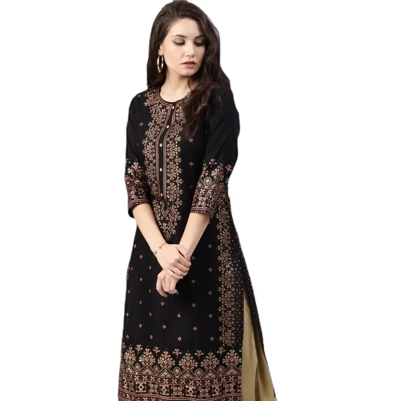 인도 원피스 Kurtas 여성용 용수철 여름 코튼 프린 - Summer Clothing India 리뷰 및 가격